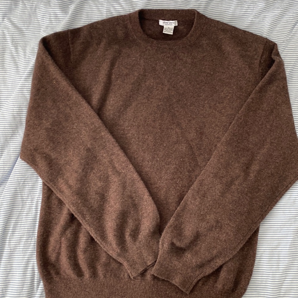 Oliver Perry Brown Cashmere Pullover Sweater XL